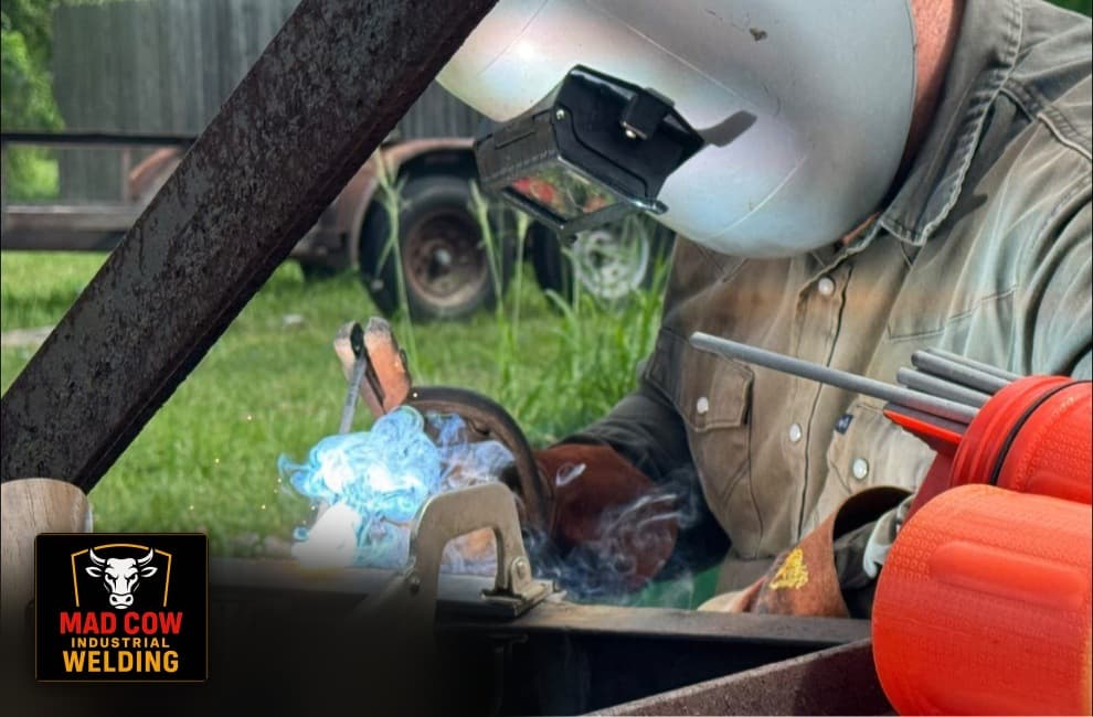 Field welding with clamp and stick electrodes